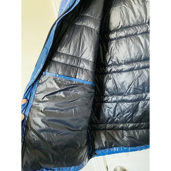 NWT Michael Kors Blue Shiny Puffer Coat - XL - Picture 5 of 9